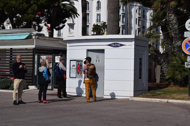 Paid sidewalk Restroom in Cannes France photo by charles davis