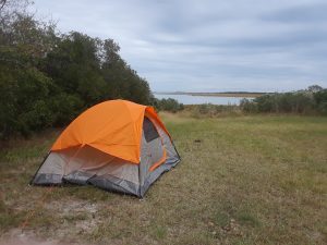 Camping by the bay side of the island
